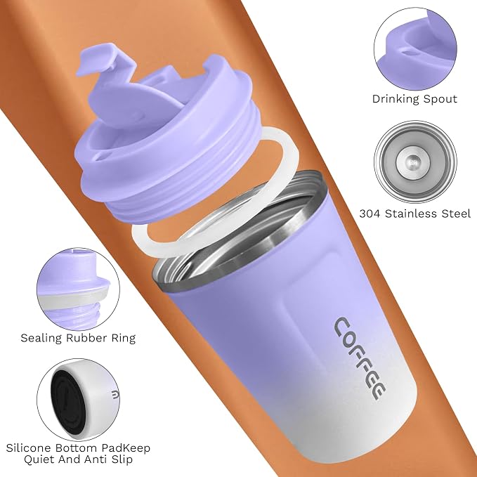 SPLMIFA Travel Coffee Mug Leak-Proof, Reusable Coffee Cups - Image 3