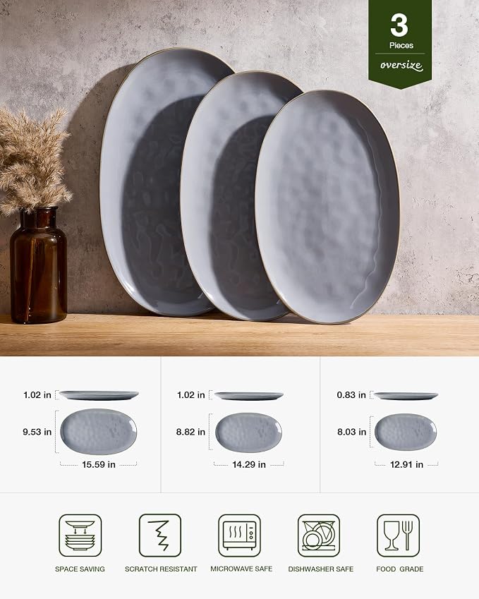 famiware Serving Platter, Oval 15.59/14.3/12.9 inch Serving Dishes - Image 2