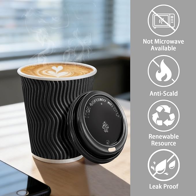 Lamosi 50 Pack 10 oz Disposable Coffee Cups - Image 4