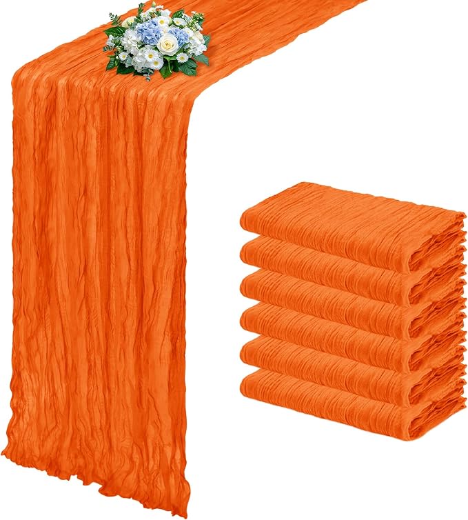 6 Pack Orange Cheesecloth Table Runner 17x108 Inch Semi Sheer Boho Gauze Cheese by Unknown