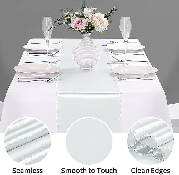 15-Pack Satin Table Runner Silver 12 x 108 inches Long, Table Runners - Image 6