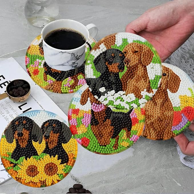 ijbnhd 8 Pcs Cute Dog Diamond Art Coasters Kits, 4x4 inch | Cute Dog Diamond - Image 4