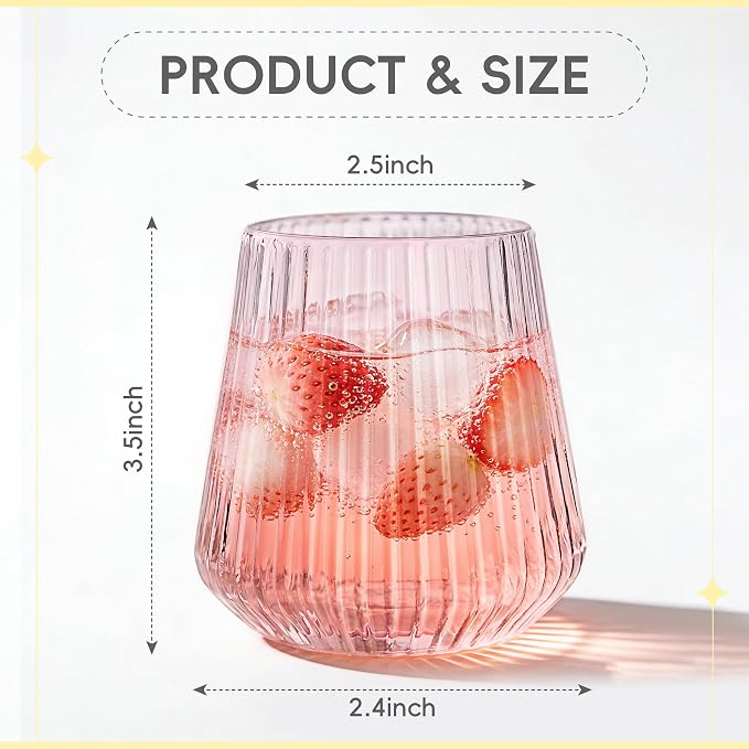 N9R 40PCS Pink Plastic Wine Glasses Disposable, 14 oz Cocktail & Spritz | Pink - Image 2