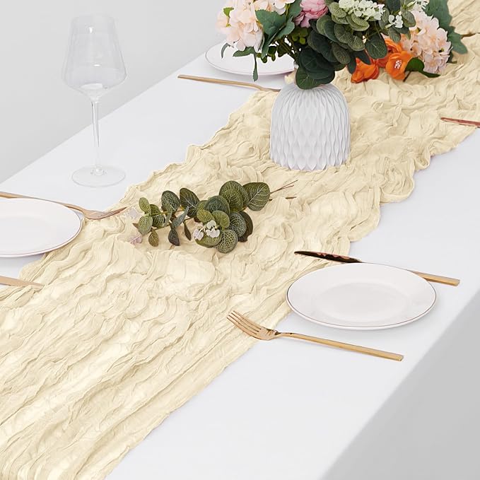 15 Pack Ivory Cheesecloth Table Runner 17 x 108 inch Cheese Cloth Table Runners - Image 4