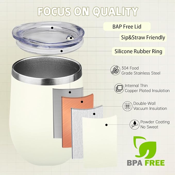 12oz/4 Pack Stainless Steel Wine Tumbler - Image 3