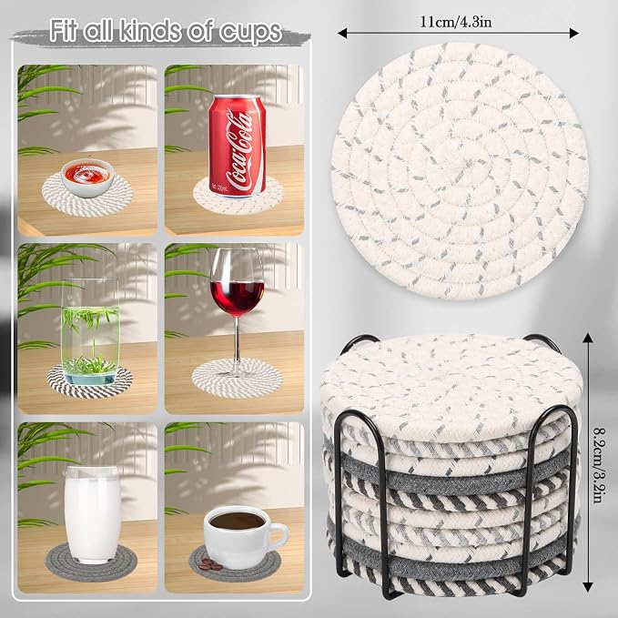 Billbotk 10 Pieces Coasters for Drinks, Absorbent Drink Coasters - Image 3