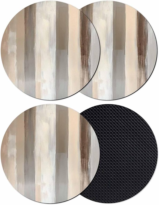 Brown Grey Coasters Set of 4, Abstract Neutral Textured Modern Minimalist Soft by PIEPLE