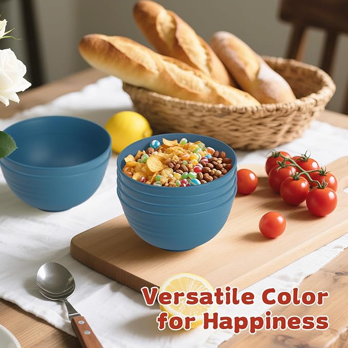 Small Wheat Straw Bowls Sets of 6, Dishwasher Safe and Microwave Safe Snack - Image 3