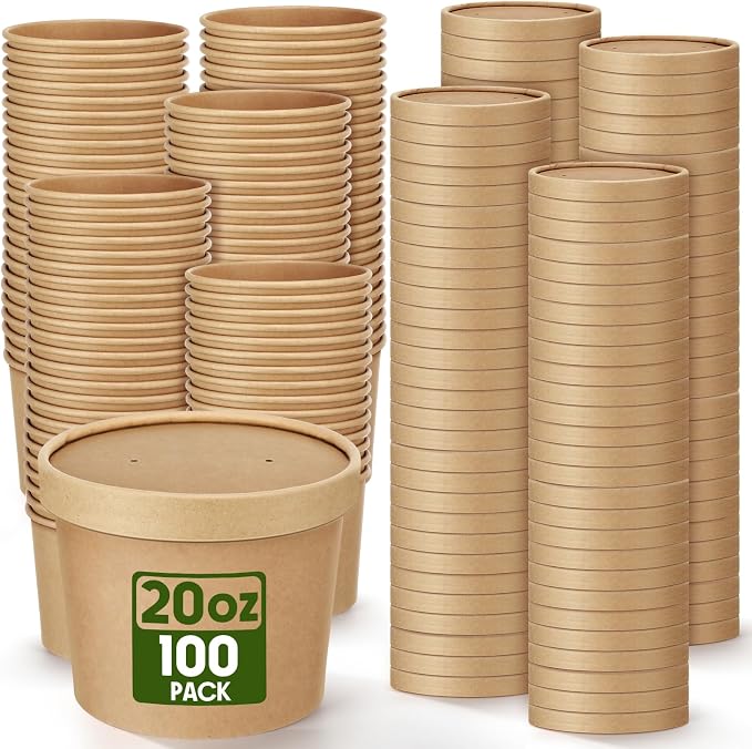Fulmoon 100 Pack Paper Soup Containers by Fulmoon