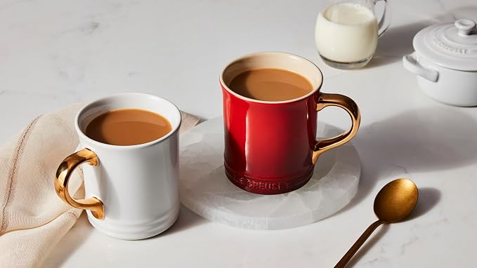 Le Creuset Stoneware Vancouver Mug, 14 oz., Riviera/Gold Metallic Handle - Image 5