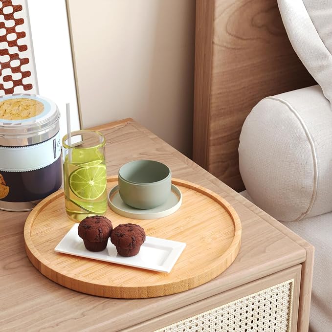 VERTORGAN Bamboo Serving Tray, 9.8 Inch Trays, Home Decor | Coffee Table Tray - Image 2