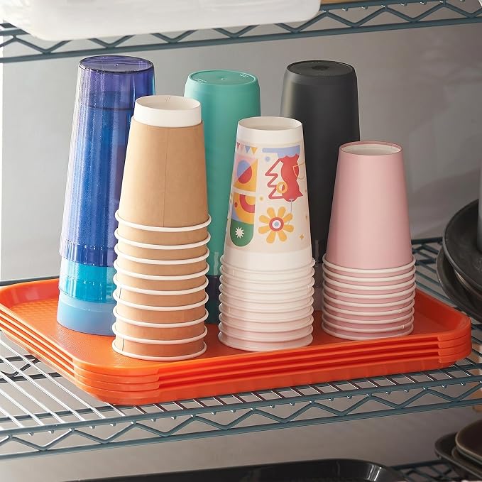 Fast Food Trays Bulk 6 Pack, 12 x 16 Inch Orange Plastic Lunch Tray, NSF - Image 8