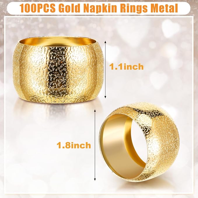 Lallisa 24 Pcs Gold Napkin Rings Bulk Metal Classic Brass Napkin Ring Holders - Image 2