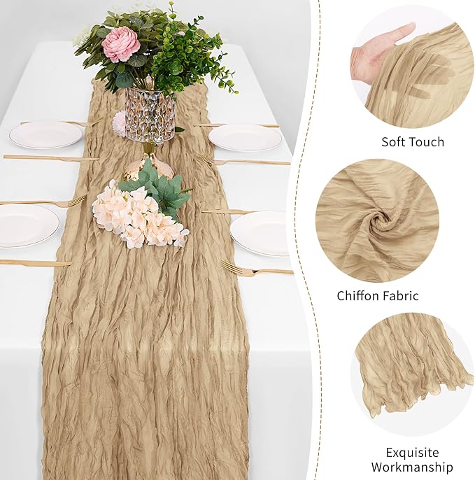 25 Pack Beige Cheesecloth Table Runner 17 x 108 Inch Gauze Table Runner Fabric - Image 5