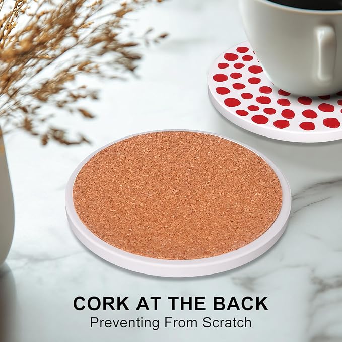 Absorbent Coasters Set of 6 Round Ceramic Coasters - Image 4