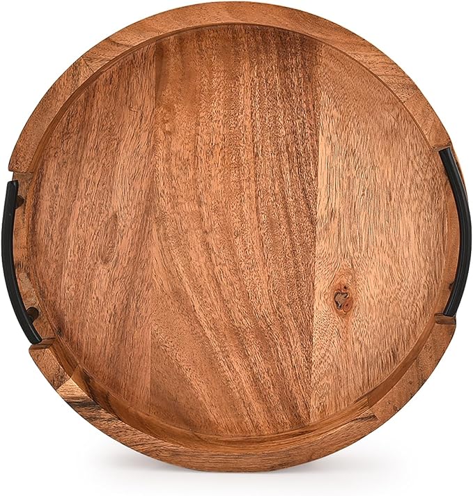 Tray Acacia Wood Round Serving Tray - Image 4