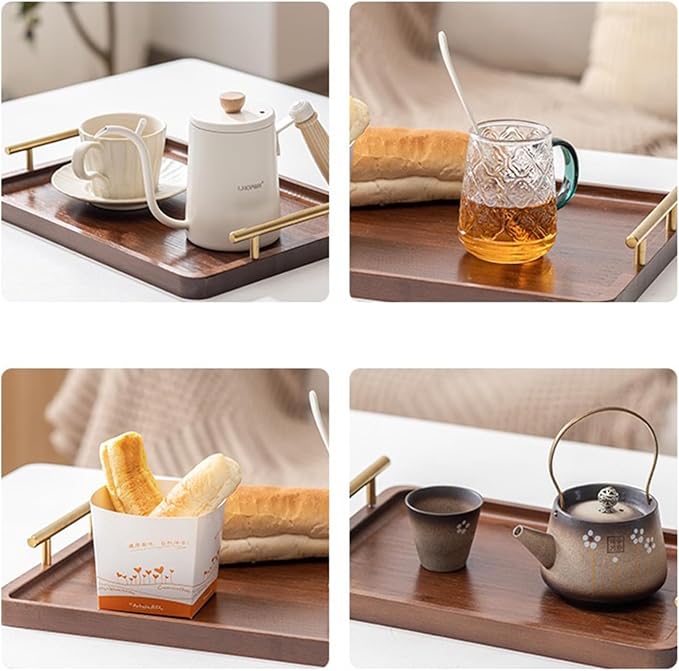 Bamboo Serving Tray with Gold Handles, Large | Food Tray - Image 6