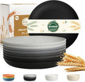 Salad Plates Set of 8, Unbreakable Wheat Straw Plates 9 Inch, Microwavable by BUSOKIP