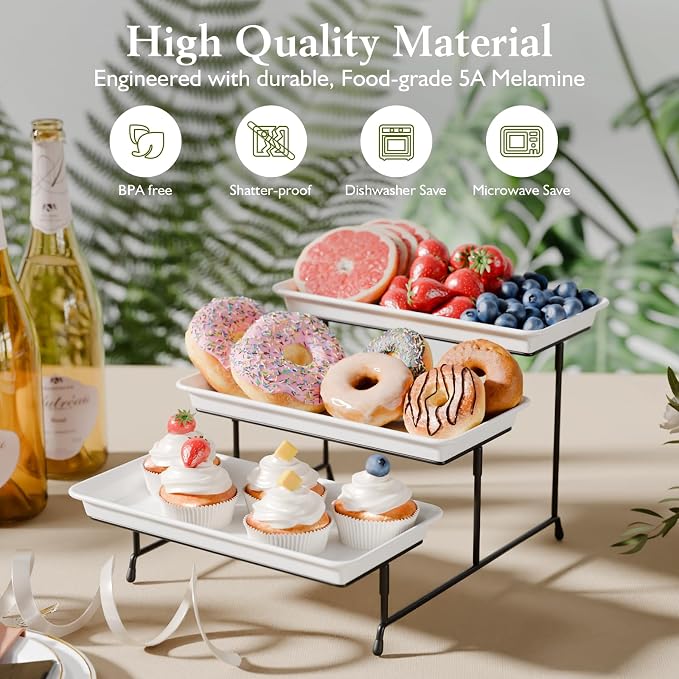 Bumusty 3-Tier Melamine Serving Tray Set, 11.5 x 5.6 in, Birthdays and Holidays - Image 3