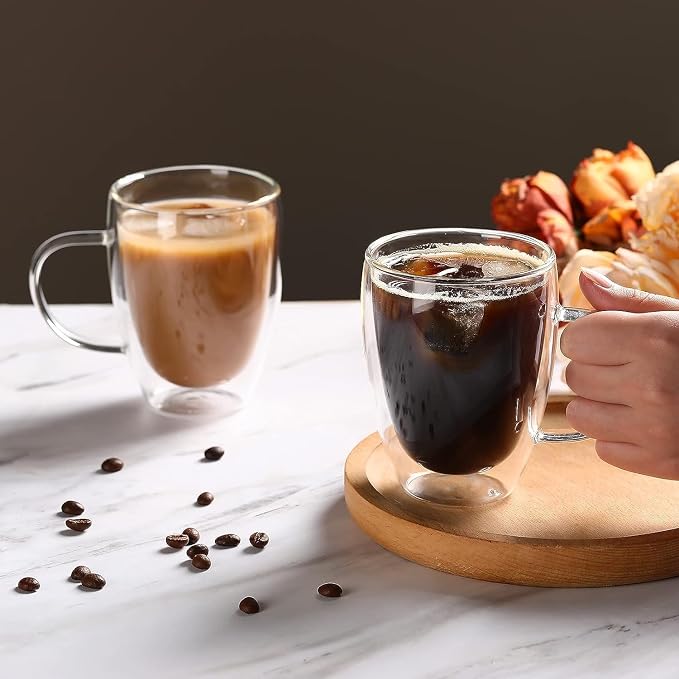 Espresso Cups Set Of 2, Double Walled Glass Coffee Mugs - Image 3