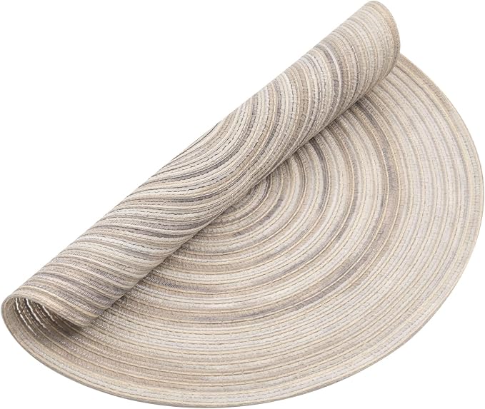 SHACOS Round Braided Placemats 15 inch Set of 4 Variegated Washable Kitchen - Image 5