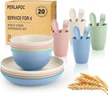 Wheat Straw Dinnerware Sets 20 PCS Service by Perlapoc