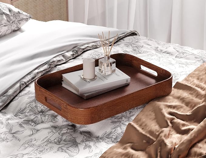 Bamboo Set of 2 Rounded Corners Serving Trays - Image 6