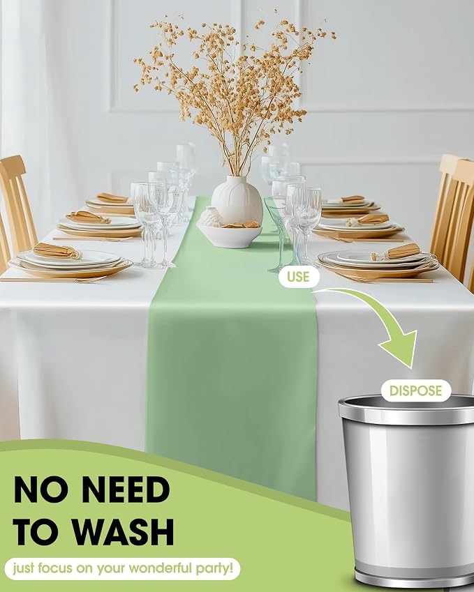 Pureegg Sage Green Plastic Table Runners - Image 3