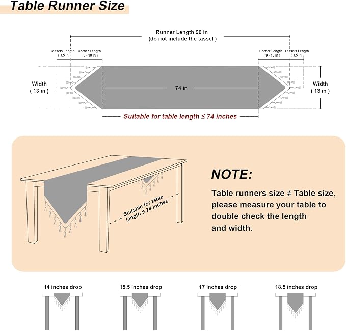 Loom and Mill Elegant Damask Table Runner 13x90 inch, Champagne Gold | Double - Image 2