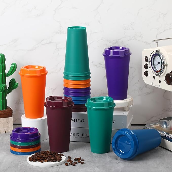 Domensi 15 Pack Reusable Plastic Coffee Cups - Image 3