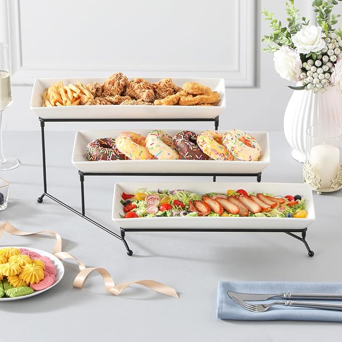 MALACASA 3 Tier Serving Trays, 14 Inch | Tiered Cupcake Stand - Image 7
