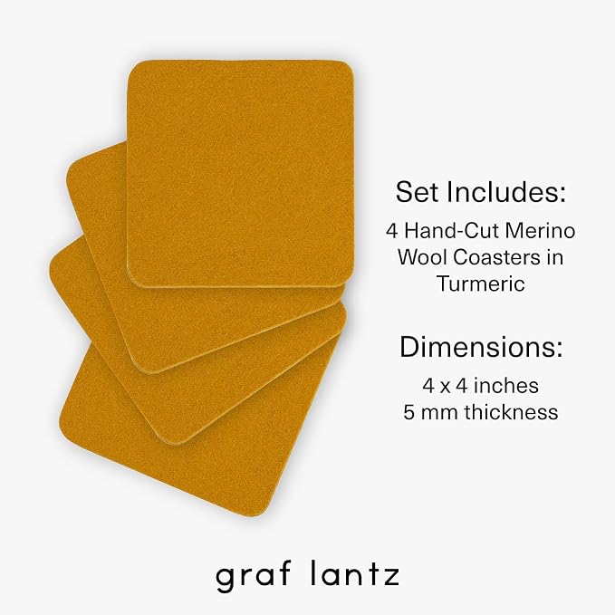 Graf Lantz - Bierfilzl Merino Wool Square Coasters Set of 4 - Turmeric - - Image 4