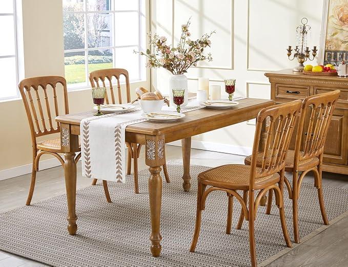 Wracra Embroidered Table Runner, Taupe Table Runners 60 Inches Long | Irregular - Image 6