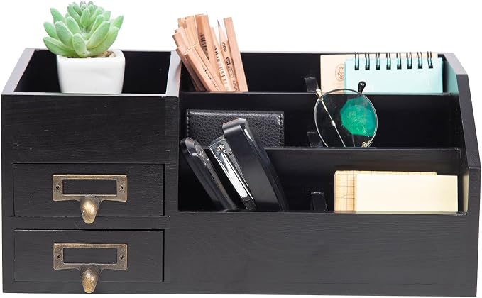 Distressed Rustic Wooden Office Desktop Organizer Wood Shelf Tabletop Home - Image 5