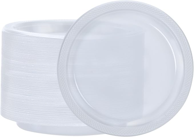 Clear Solid Color Premium Heavy Weight Plastic Dinner Plate 50 Count - Image 6