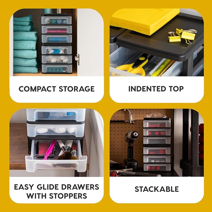 IRIS USA 2-Pack, 3-Drawer Small Plastic Stacking Desktop Organizer, stationery - Image 4