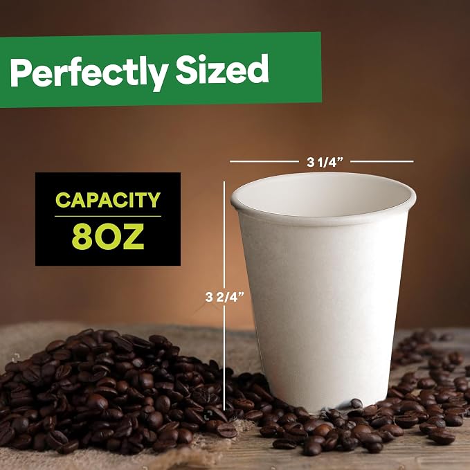 EconoHome 8 oz 50 Pack Disposable Coffee Paper Cups - Image 3