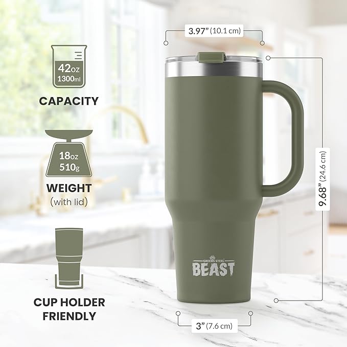 Beast 42 oz Tumbler with Handle Stainless Steel Vacuum Insulated Coffee Ice Cup - Image 6