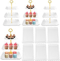 10 Pack Dessert Table Display Set, 4 Three-Tier Square Cupcake Stands and 6 by DIDROOM