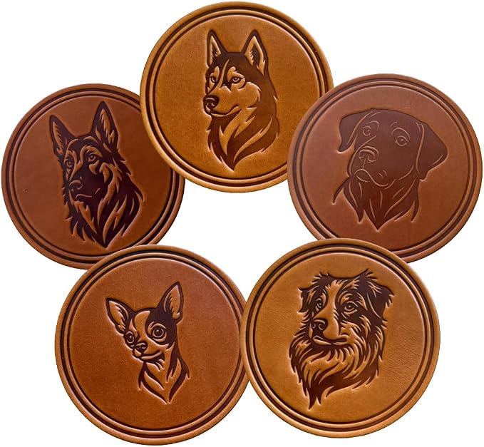 Dog Breed Leather Coasters – Premium Full Grain Table Protectors - Image 6