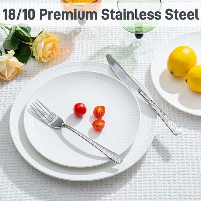 Silverware Set with Serving Utensils, 65 Piece Flatware Set, 18/10 Steel | - Image 4
