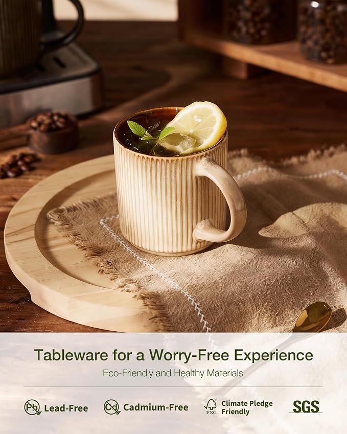 famiware Coffee Mug Set for 4, Star 12 oz Catering Mugs Cup Set - Image 3