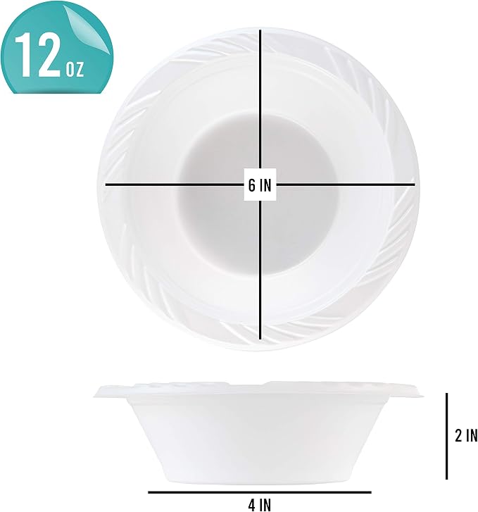 400 Count Disposable 12 ounce White Plastic Soup Bowls - Image 2