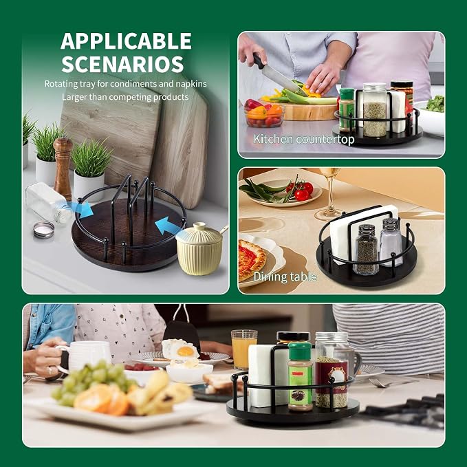 Napkin Holder for Table, 360° Rotating Lazy Susan Turntable Organizer | for - Image 7