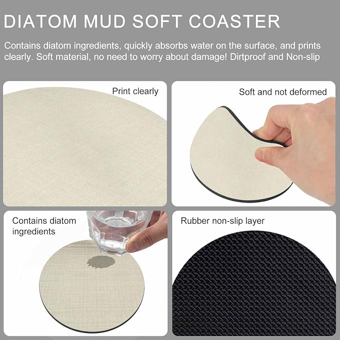 Beige Coasters Set of 2, Absorbent Coasters - Image 9