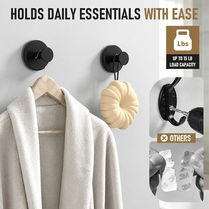 Suction Cup Hooks for Shower, Shower Hooks for Inside Shower, No Drill Bathroom - Image 3