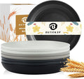Wheat Straw Plates 9 Inch, Unbreakable Plastic Plates Reusable, Dinner Plates by BUSOKIP