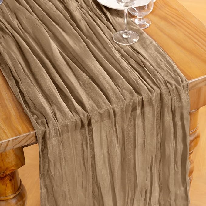 DeZerlor Nude Cheesecloth Table Runner 1 Pack Fall Runner | 120Inch Gauze - Image 2