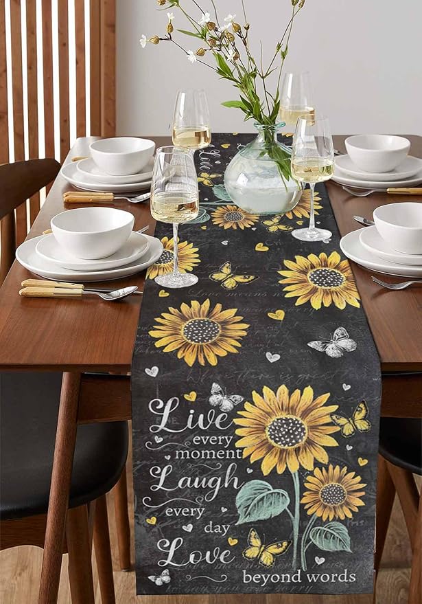 Retro Sunflower Table Runners 90 Inches Long, Spring Summer Farmhouse Table - Image 2