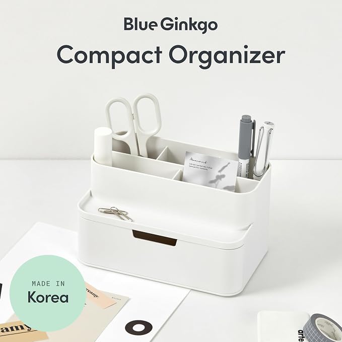 BLUE GINKGO Compact Desk Organizer, Made in Korea | 5 Compartments. Half - Image 2